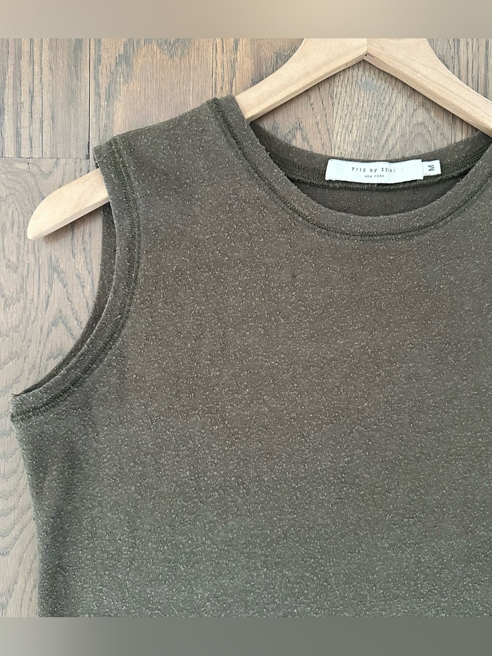 7115 by Szeki Textured Linen Cotton Blend Sleeveless Tank Top Olive Green Medium - Picture 3 of 9